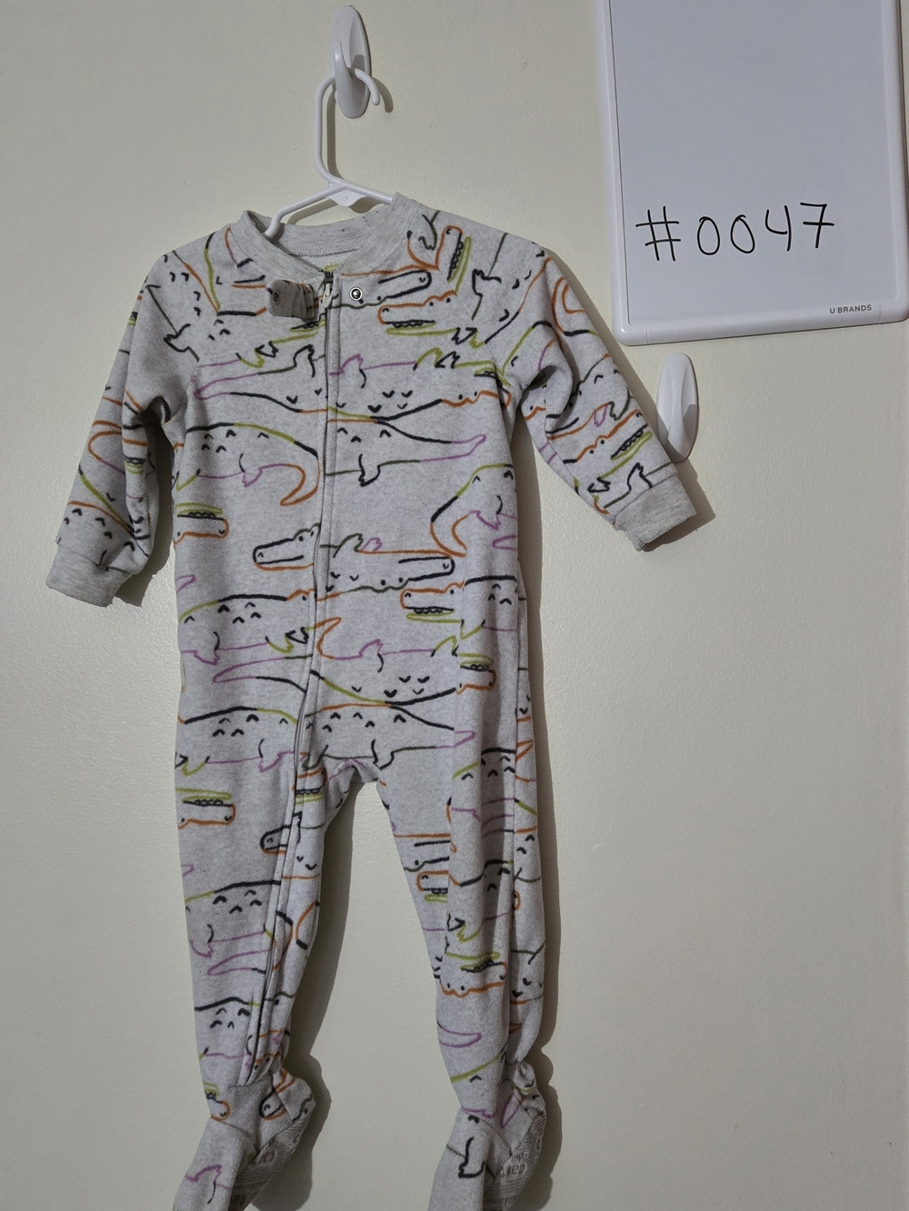 Carter's 18M Light Gray Footed One-Piece with Multicolor Crocodile Print #0047